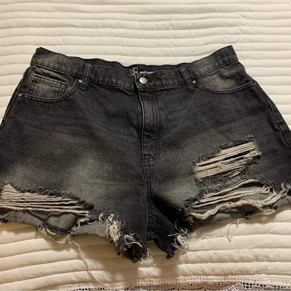 Black Distressed Jean Shorts